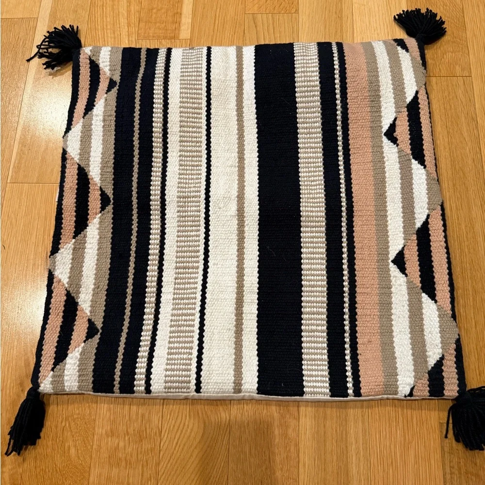 West Elm Striped Black and Tan pillow Cover